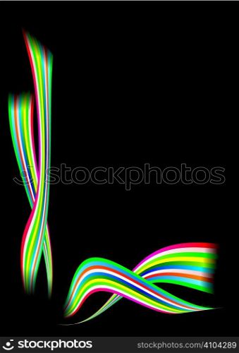 Brightly coloured rainbow background in black with copyspace