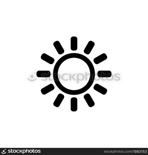 Brightness, Intensity Setting, Bright Sun. Flat Vector Icon illustration. Simple black symbol on white background. Brightness, Intensity Setting, Sun sign design template for web and mobile UI element. Brightness, Intensity Setting, Bright Sun. Flat Vector Icon illustration. Simple black symbol on white background. Brightness, Intensity Setting, Sun sign design template for web and mobile UI element.