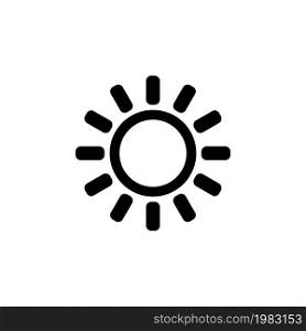 Brightness, Intensity Setting, Bright Sun. Flat Vector Icon illustration. Simple black symbol on white background. Brightness, Intensity Setting, Sun sign design template for web and mobile UI element. Brightness, Intensity Setting, Bright Sun. Flat Vector Icon illustration. Simple black symbol on white background. Brightness, Intensity Setting, Sun sign design template for web and mobile UI element.