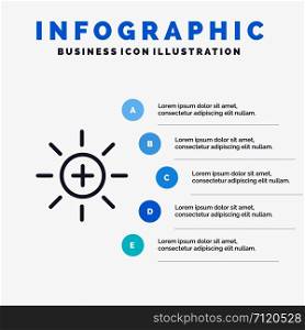 Brightness, Interface, Ui, User Line icon with 5 steps presentation infographics Background