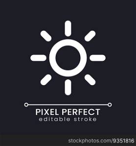 Brightness pixel perfect white linear ui icon for dark theme. Smartphone screen settings. Vector line pictogram. Isolated user interface symbol for night mode. Editable stroke. Poppins font used. Brightness pixel perfect white linear ui icon for dark theme