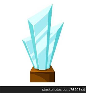 Brilliant award in glass or crystal. Illustration of award for sports or corporate competitions.. Brilliant award in glass or crystal.