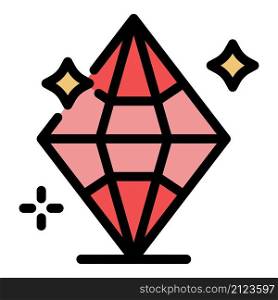 Brilliant diamond icon. Outline brilliant diamond vector icon color flat isolated. Brilliant diamond icon color outline vector