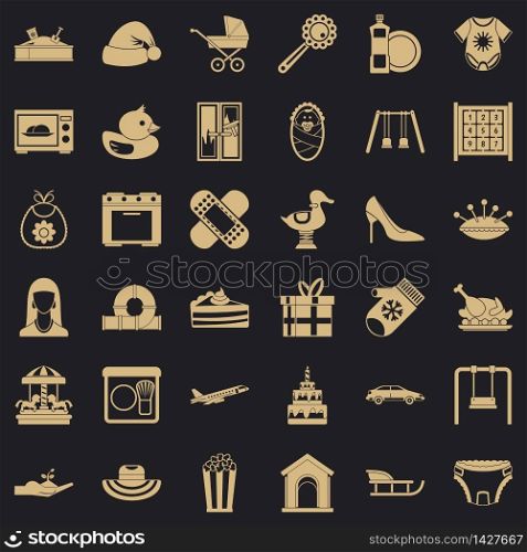 Bring up children icons set. Simple set of 36 bring up children vector icons for web for any design. Bring up children icons set, simple style