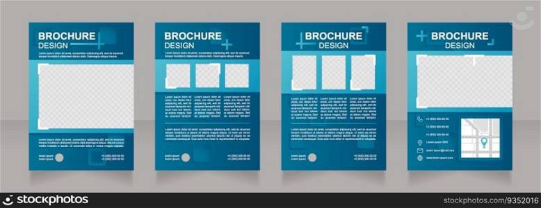 Bringing new products to market blank brochure design. Template set with copy space for text. Premade corporate reports collection. Editable 4 paper pages. Arial Bold, Regular fonts used. Bringing new products to market blank brochure design
