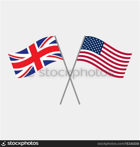 British and American flags, vector illustration