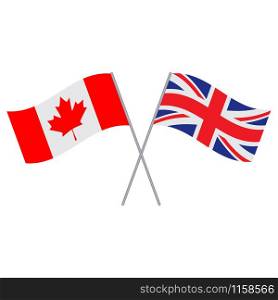 British and Canadian flags vector isolated on white background. British and Canadian flags vector isolated