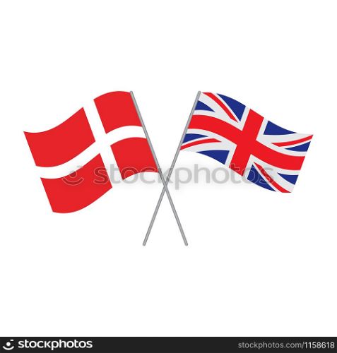 British and Danish flags vector isolated on white background