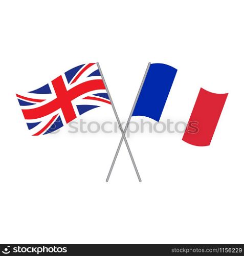 British and French flags vector isolated on white background. British and French flags vector isolated on white