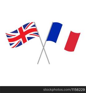 British and French flags vector isolated on white background. British and French flags vector isolated on white