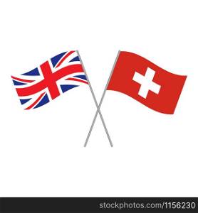 British and Swiss flags vector isolated on white background. British and Swiss flags vector isolated on white