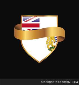 British antarctic Territory flag Golden badge design vector