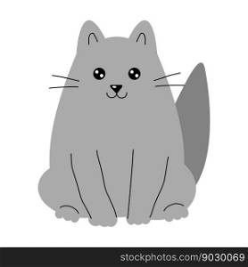 British cat, vector. Cartoon cat in gray color.