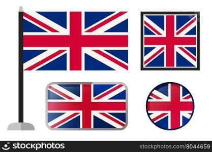 British flags. Simple vector icons set of England flags.