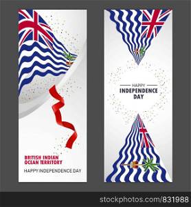 British Indian Ocean Territory Happy independence day Confetti Celebration Background Vertical Banner set