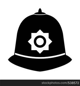 British police helmet icon in simple style on a white background. British police helmet icon, simple style