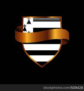 Brittany flag Golden badge design vector