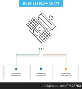 Broadcast, broadcasting, communication, satellite, telecommunication Business Flow Chart Design with 3 Steps. Line Icon For Presentation Background Template Place for text. Vector EPS10 Abstract Template background