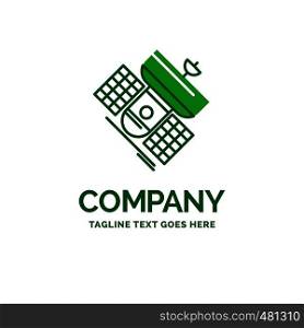 Broadcast, broadcasting, communication, satellite, telecommunication Flat Business Logo template. Creative Green Brand Name Design.