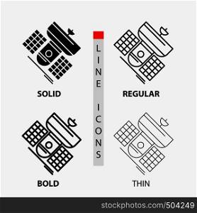 Broadcast, broadcasting, communication, satellite, telecommunication Icon in Thin, Regular, Bold Line and Glyph Style. Vector illustration. Vector EPS10 Abstract Template background