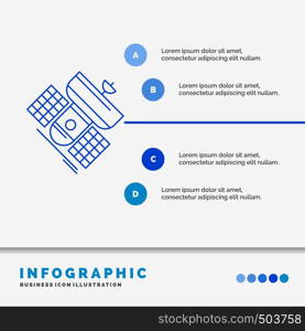 Broadcast, broadcasting, communication, satellite, telecommunication Infographics Template for Website and Presentation. Line Blue icon infographic style vector illustration. Vector EPS10 Abstract Template background