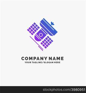 Broadcast, broadcasting, communication, satellite, telecommunication Purple Business Logo Template. Place for Tagline.