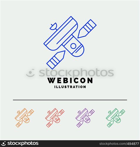 Broadcast, broadcasting, radio, satellite, transmitter 5 Color Line Web Icon Template isolated on white. Vector illustration. Vector EPS10 Abstract Template background