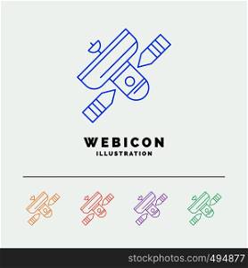 Broadcast, broadcasting, radio, satellite, transmitter 5 Color Line Web Icon Template isolated on white. Vector illustration. Vector EPS10 Abstract Template background