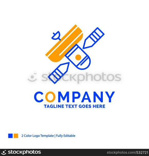 Broadcast, broadcasting, radio, satellite, transmitter Blue Yellow Business Logo template. Creative Design Template Place for Tagline.