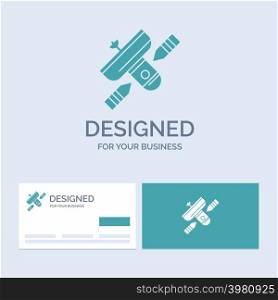 Broadcast, broadcasting, radio, satellite, transmitter Business Logo Glyph Icon Symbol for your business. Turquoise Business Cards with Brand logo template.