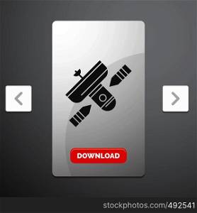 Broadcast, broadcasting, radio, satellite, transmitter Glyph Icon in Carousal Pagination Slider Design & Red Download Button. Vector EPS10 Abstract Template background