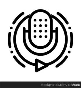 Broadcasting Microphone Icon Vector. Outline Broadcasting Microphone Sign. Isolated Contour Symbol Illustration. Broadcasting Microphone Icon Outline Illustration