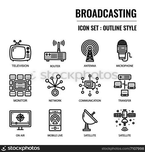 Broadcasting, pixel perfect icon, isolated on white background