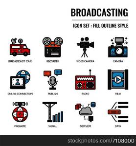 Broadcasting, pixel perfect icon, isolated on white background