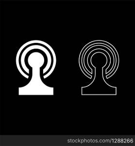 Broadcasting Wireless device Radio wave icon outline set white color vector illustration flat style simple image. Broadcasting Wireless device Radio wave icon outline set white color vector illustration flat style image