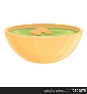 Broccoli cream soup icon cartoon vector. Hot bowl. Food vegetable. Broccoli cream soup icon cartoon vector. Hot bowl