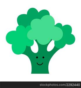 Broccoli. Cute, funny cartoon vegetable character. Emotions. Food smilie. Vector illustration for children.
