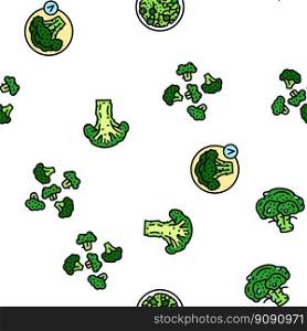 broccoli food cabbage vegetable vector seamless pattern thin line illustration. broccoli food cabbage vegetable vector seamless pattern