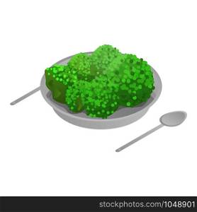 Broccoli on plate icon. Isometric of broccoli on plate vector icon for web design isolated on white background. Broccoli on plate icon, isometric style