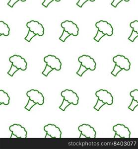 Broccoli, seamless pattern, vector. Green broccoli on a white background.