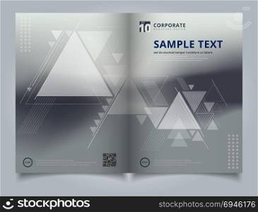 Brochure abstract blurred background with geometric triangles composition layout design template, Annual report, Leaflet, Advertising, poster, Magazine, Business for background, Empty copy space, dark gray color tone vector illustration artwork A4 size.