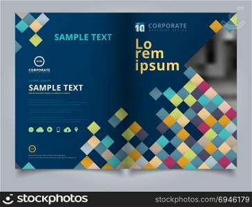Brochure abstract colorful squares pattern pixel background layout design template, Annual report, Leaflet, Advertising, poster, Magazine, Business for background, Empty copy space, blue color tone vector illustration artwork