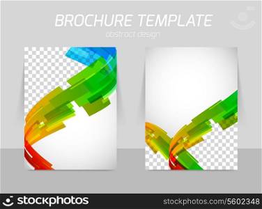 Brochure abstract line motion back and front side design with space for image