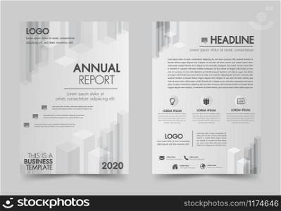 Brochure design flyer template white and gray color geometric shapes design layout, annual report, magazine, poster, corporate report, banner, website.