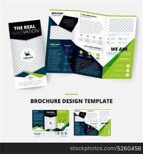 Brochure Design Template. Brochure design template with geometric shapes information about company place for logo business infographic elements vector illustration