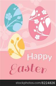 Brochure flyer layout easter card, postcard, easter egg, spring and happy easter text background, easter holiday painting on the egg vector illustration