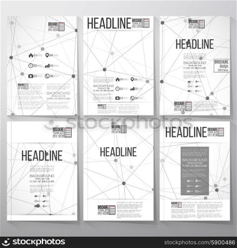 Brochure, flyer or report for business and scientific vector template with molecular structure background.