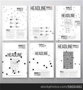 Brochure, flyer or report for business and scientific vector template with molecular structure background.