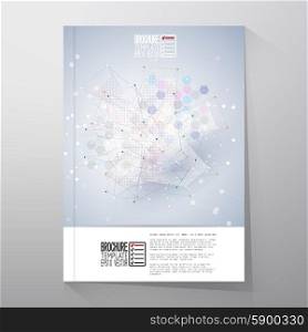 Brochure, flyer or report with molecular structure for communication, template vector.