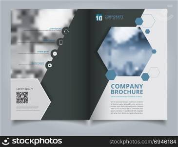 Brochure geometric hexagon layout design template, Annual report, Leaflet, Advertising, poster, Magazine, Business for background, Empty copy space, dark blue color tone vector illustration artwork A4 size.